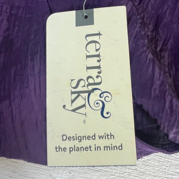 Terra & Sky Drawstring Waist Blouse Womens 4X Dark Plum Purple New Recycled Fibe - Picture 10 of 10